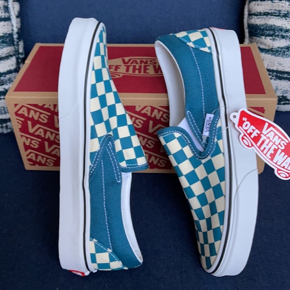 Vans Classic Slip-On Checkerboard Blue Coral/True White WMNS - Picture 12 of 16